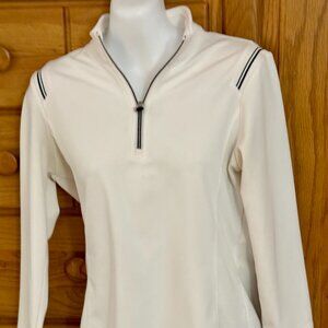 Women's Ep Pro Golf Tour Tech Quarter Zip Pullover S/P white  black trim accent